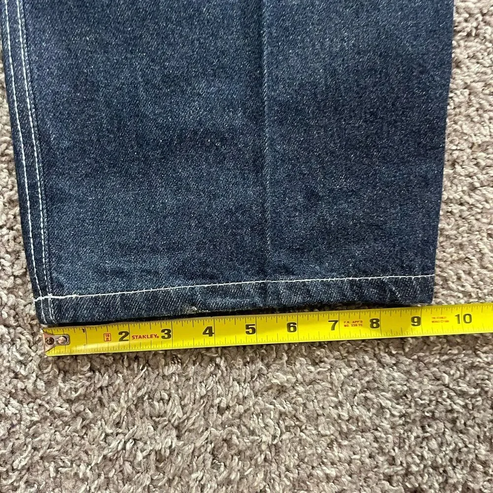 Vintage Y2K FUBU Platinum Denim Embroidered Jeans Baggy Wide Leg Sz 34